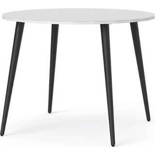 👉 Eettafel wit zwart spaanplaat Eetkamertafel Delta - wit/zwart Ø100x75 cm Leen Bakker 5713035026789