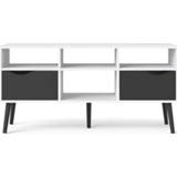 👉 Wit zwart spaanplaat TV-meubel Delta 6 vaks - wit/mat 54,4x117,2x39x1 cm Leen Bakker 5713035026468