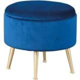 Kruk blauw goudkleurig fluweel Goudkleurig#Blauw Willandra - blauw/goudkleurig 38x41x41 cm Leen Bakker 4010340996655