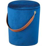 👉 Poef blauw fluweel Papua - 45x35x35 cm Leen Bakker 4010340966153
