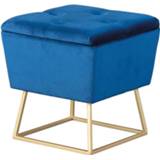 👉 Kruk blauw goudkleurig fluweel Goudkleurig#Blauw Surin - blauw/goudkleurig 42x38x38 cm Leen Bakker 4010340966559