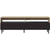 👉 Zwart spaanplaat bruin Symbiosis tv-meubel Esby - eikenkleur/zwart 60,6x180x40 cm Leen Bakker 3760037842772