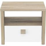 Nachtkastje wit eiken spaanplaat Bruin#Wit Demeyere Heva - 1 lade eiken/mat Leen Bakker 3397701861120