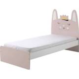 👉 Wit roze MDF Roze#Wit Vipack bed Rabbit - wit/roze 204x121x99 cm Leen Bakker 5420070229364