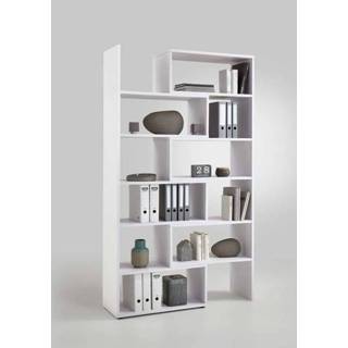 👉 Boekenkast wit melamine bruin Clifton uitschuifbaar - 84x40x221 cm Leen Bakker 4029494103260