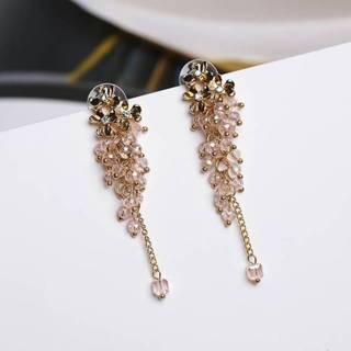 👉 Kwast roze metalen parel vrouwen bloem gekleurde Earring (roze) 8226890288560