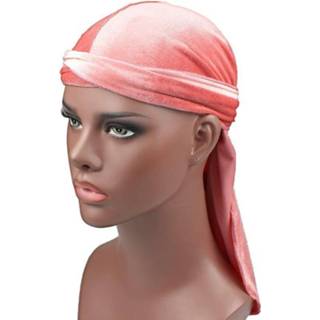 👉 Tulband roze fluweel cap lange staart piraat Hat chemotherapie GLB (roze) 8006405100323