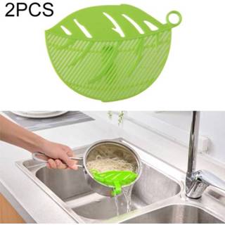 👉 Noedels groen 2 stuks blad vormige rijst Wash gadget bonen Colanders Strainers Cleaning Tool grootte: 10.5 x 14.5 cm (groen) 8226890250901