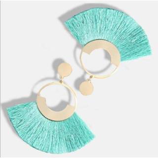 👉 Blauw hars vrouwen Bohemen ronde Tassel Earrings (licht blauw) 8006405141883