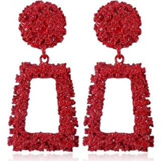 Oorbel rood metalen Overdreven scrub geometrische oorbellen trapeziumvormige lange (rood) 8006405150465 1580334700047