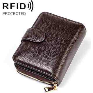👉 Portemonnee mannen KB192 Buckle rits koeienhuid lederen orgel vorm meerdere kaartsleuven anti-magnetische RFID Clutch tas voor (koffie) 8006405183111