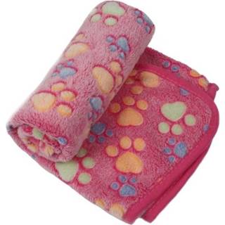 Deken roze m Zachte Pet winter hond kat bed mat voetafdrukken warm slapen matras kleine middelgrote honden katten koraal fleece Supplies grootte: (roze) 8226890130487