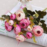 👉 Boeket roze 1 bundel retro thee rozen bruid kunst bloemen (donker roze) 8226890067103