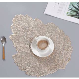 👉 Placemat PVC glas goud 2 stuks blad hittebestendig drankje Coaster grootte: 37x47cm (goud) 8226890118782