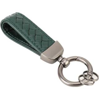👉 Sleutelhanger groen metaal Auto + gevlochten Lederen sleutel ring (donkergroen) 8006405245642