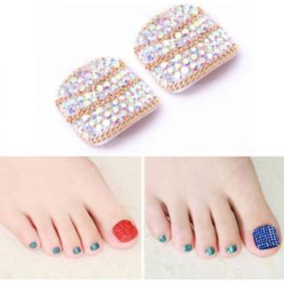 👉 2 PC'S Crystal nep Nail Art Tips Rhinestone volledige dekking teennagels Decals stickers (NO: 10) 8226890165205