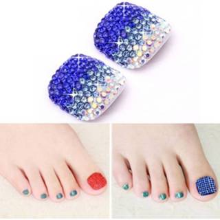 👉 2 PC'S Crystal nep Nail Art Tips Rhinestone volledige dekking teennagels Decals stickers (NO: 28) 8226890223790