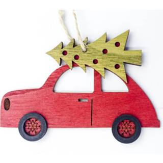 👉 Hanger rood 2 PCS Creative Christmas Wooden Painted Car Decoration Pendant( B Red ) 8226890375260