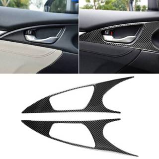 👉 Handvat koolstofvezel 2 PC'S auto deur innerlijke pols panel decoratieve sticker voor Honda tiende generatie Civic 2016-2019 6922332384723