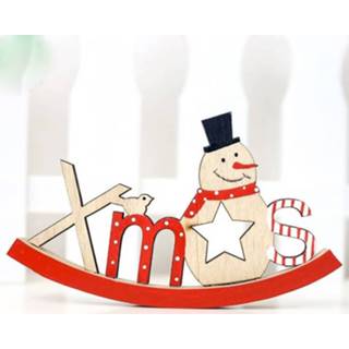 👉 Ornament hout 2 PC'S Santa Snowman geschilderd letters (kerst sneeuwpop) 8226890344655