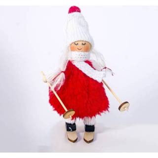 👉 Ornament rood wol pluche meisjes 2 PC'S kerst ski Girl pop (rood) 8226890322745