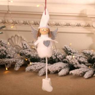 👉 Hanger wit pluche 2 PC'S cute Angel Pop sieraden kerstboom (wit) 8226890333475