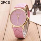 👉 Sofa roze 2 PC'S casual eenvoudige lederen Quartz paar horloge (roze) 8226890357075