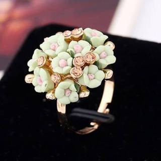 Trouwring groen keramische vrouwen Mode bloem ring voor verstelbare trouwringen sieraden (groen) 8226890408432