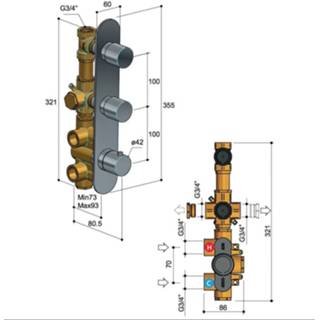 👉 Inbouw thermostaat nikkel Hotbath Buddy B066 met 2 stopkranen - verticale plaatsing geborsteld 8718924070956