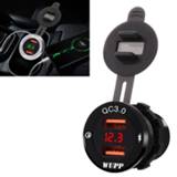 👉 Mobiele telefoon zwarte rood aluminium ZH-749 auto waterdichte legering shell QC 3 0 Dual USB lader (rood) 8226889925216