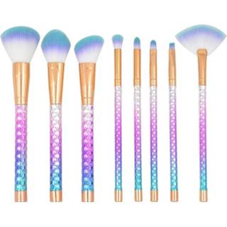 👉 Handvat paarse blauwe 8 in 1 honingraat multi-functionele make-up borstel en 8226889950898
