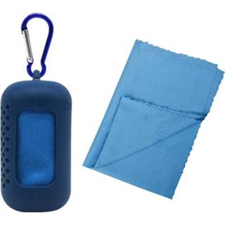👉 Sneldrogende handdoek blauw siliconen Draagbare zweet absorptie sport Koudgevild compressie met schede L grootte: 30x90cm (donkerblauw) 8226889973477