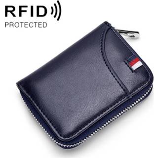 👉 Kaartenhouder blauw KB155 Antimagnetische RFID rits lederen grote-capaciteit kaarten houder portemonnee (donkerblauw) 8226889981816