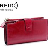 👉 Portemonnee rood wax vrouwen 8236 antimagnetische RFID multifunctionele olie lederen dame grote-capaciteit (rood) 8006404911661