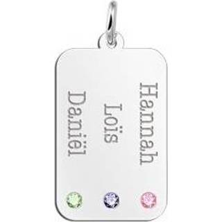 👉 Geboorte steen zilveren active Dog Tag met Drie Geboortestenen Names4ever ZNH63-GS