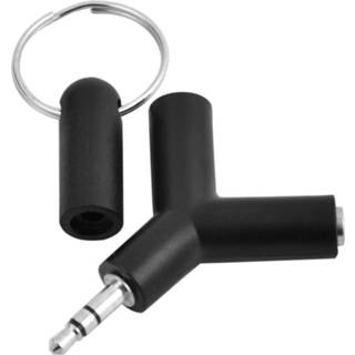 👉 Headsetadapter zwart vrouwen Mini Y-vormige 3.5 mm male naar dubbele vrouwelijke jack audio headset adapter connector sleutelhanger (zwart) 8226890407275