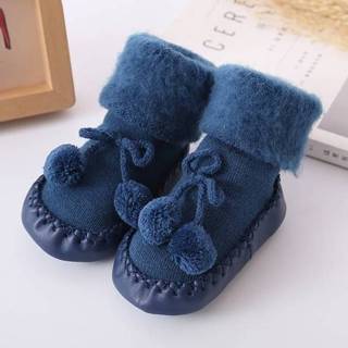 👉 Sokken blauw baby's Winter baby warmer vloer anti-slip stap grootte: 11cm (blauw) 8226890137769