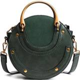 👉 Handtas groen PU vrouwen Circulaire scrub lederen tassen retro schouder mini tas (groen) 8226890174467