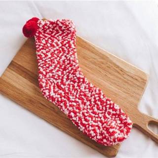 👉 Sokken rood vrouwen 3 paren kerst pluizige warme winter gezellige lounge (rood) 8226890044678