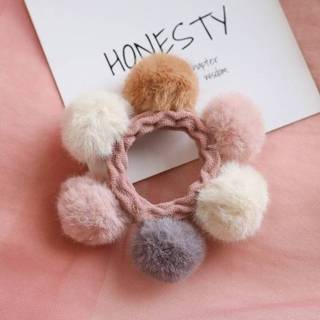 👉 Elastiek roze witte elastische meisjes Mode multi Fur Ball haar bands banden paardenstaart houder elastiekjes (roze poeder Palm bal) 8226890160880