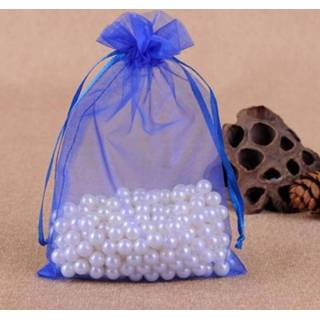 👉 Blauw 100 PCS geschenk zakken sieraden organza zakje bruiloft verjaardag partij drawable zakjes Gift Bag grootte: 7X9cm (Sapphire Blue) 8226890032156