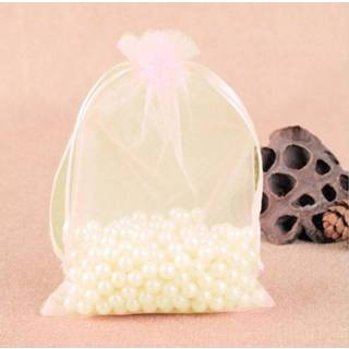 👉 Roze 100 PCS geschenk zakken sieraden organza zakje bruiloft verjaardag partij drawable zakjes Gift Bag grootte: 7X9cm (shell roze) 8226890220669