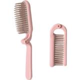 Handvat roze Draagbare vouwen ABS make-up haar kam lengte: 18cm (roze) 6922749334618