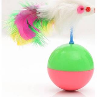 👉 Plastic Duurzame huisdier kat favoriete speelgoed Feather muis Tumbler ballen Diameter: 5.5cm 6922064588239