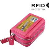 👉 Portemonnee roze Echte koeienhuid lederen dubbellaags effen kleur rits Card houder RFID blokkeren munt kaart Bag beschermhoes met 11-kaartsleuv 6923085955000