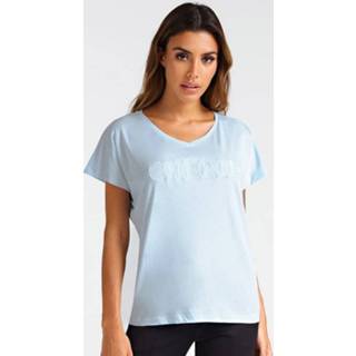 👉 Shirt XS vrouwen lichtblauw Marciano T-Shirt Print Kant 7613395868600