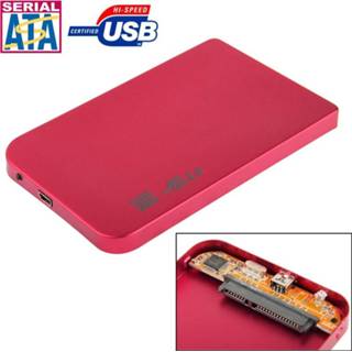 👉 Rood Externe USB 2.0 behuizing voor 2.5 inch SATA HDD harde schijf Afmetingen: 126 x 75 13 mm (rood) 6922179279206