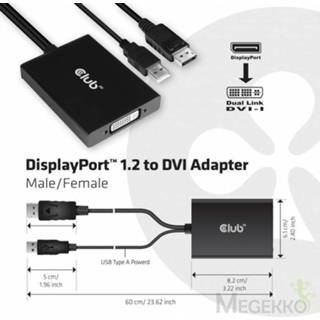 👉 DisplayPort zwart wit CLUB3D cac-1010 Displayport/usb DVI-I Daul link Zwart, 8719214471361