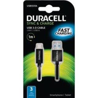 👉 Zwart Duracell USB5031A 1m USB A C USB-kabel 5055190175590