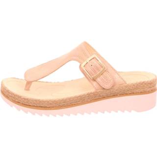 👉 Slippers buitenmateriaa leer vrouwen zalm roze Teenslipper